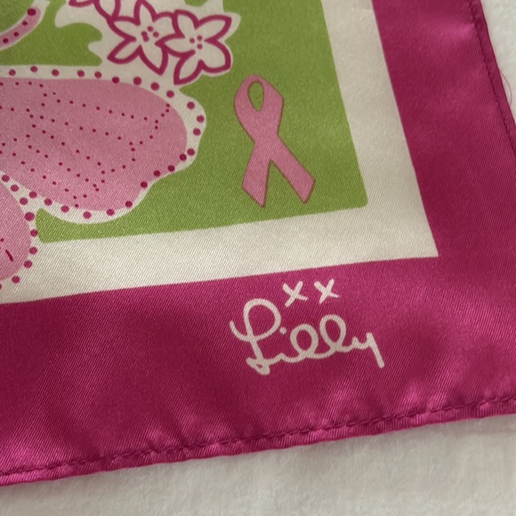Lilly Pulitzer Pink 100% Silk Scarf Excellent Condition - Picture 2 of 9